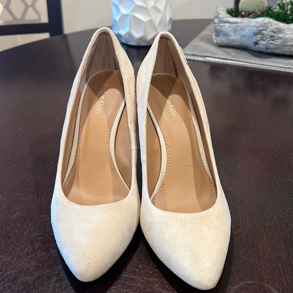 Calvin Klein Crème Suede Wedge